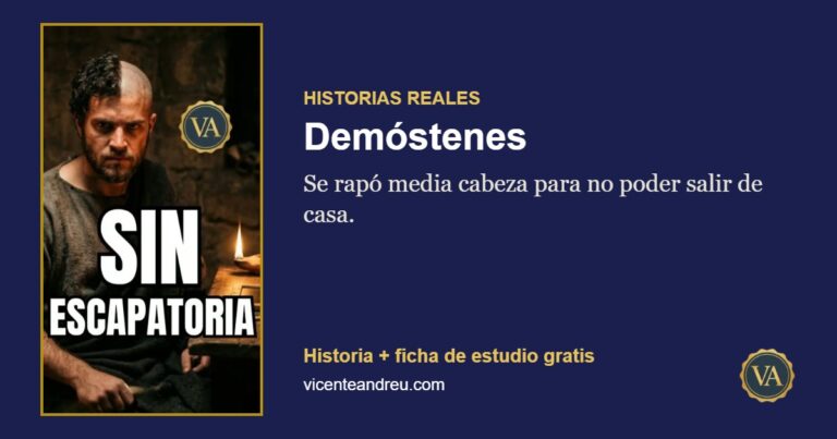 Demóstenes: Se rapó media cabeza para no poder salir de casa.